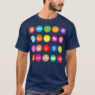 Platta ikoner i hälsa på vit bakgrund Yoga-vektor T Shirt