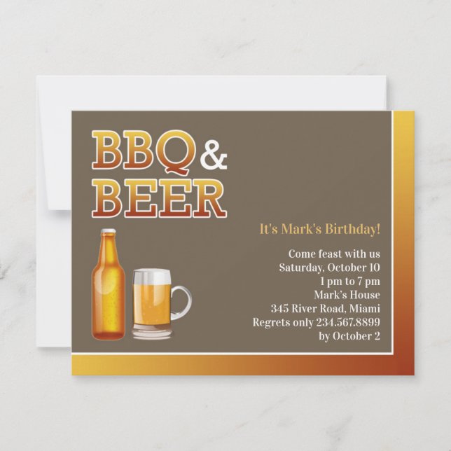 Platta inbjudningar till BBQ & Beer Birthday (Framsida)