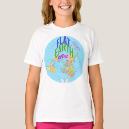 Platta jorden karta med tydliga nationer tee shirt