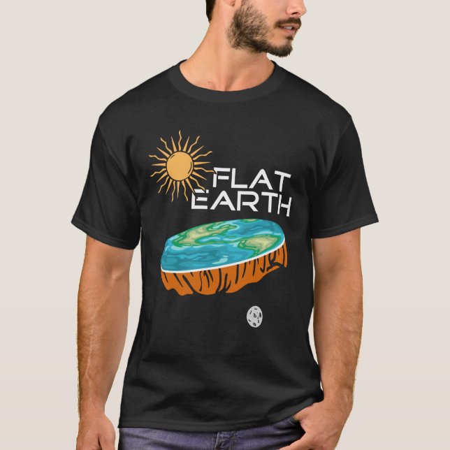 Platta jorden Sol, Måne - Plat jord T Shirt (Framsida)