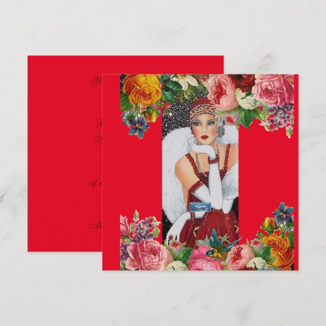 Platta kort 10 Röd(Snö Bird) RFPMDesigns ©️ 2024 (Fram/baksida)