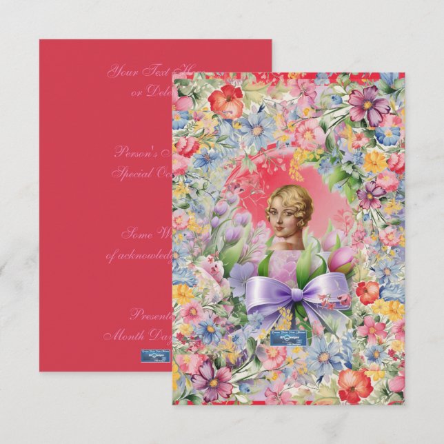 Platta kort 1 Röd(Cameo Garden) RFPMDesigns ©️ 202 (Fram/baksida)