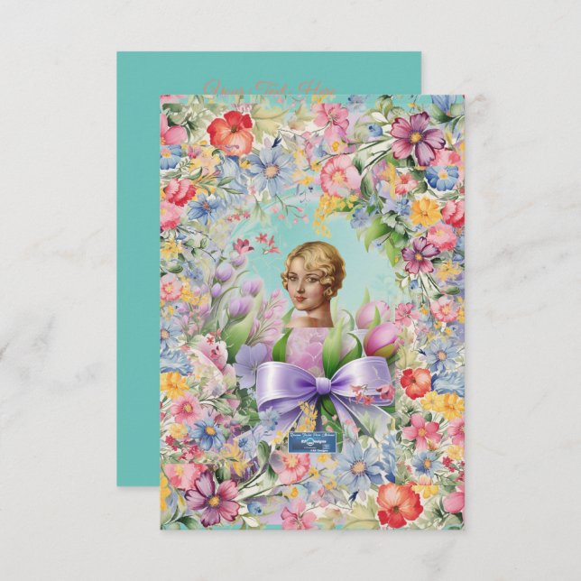 Platta kort 1 Teal(Cameo Garden)RFPMDesigns©️2024 (Fram/baksida)