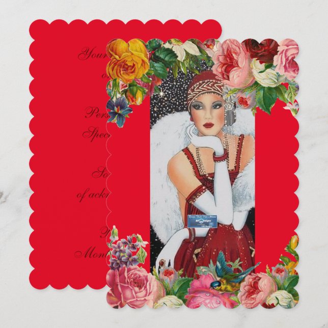 Platta kort 4 Röd(Snö Bird) RFPMDesigns ©️ 2024 (Fram/baksida)