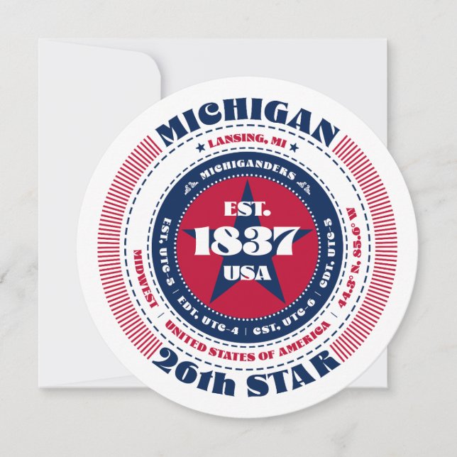 Platta kort för Michigan State Circular Typography (Framsida)