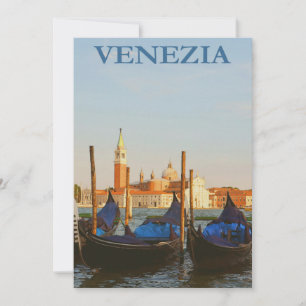 Platta kort för Venedig Italien Gondolas Retro-Vin