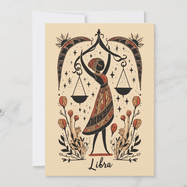 Platta kort - Libra Celestial Zodiac Art (Framsida)