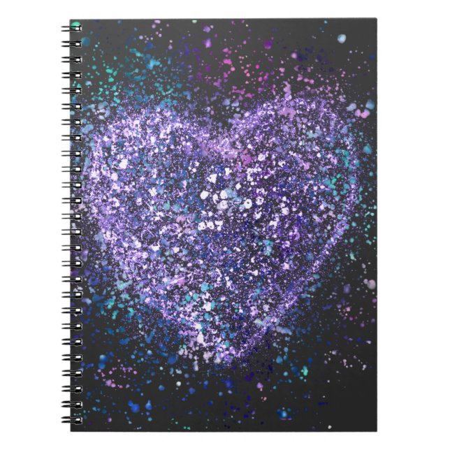Platta Paint Lila Heart - bärbar dator Anteckningsbok (Framsidan)