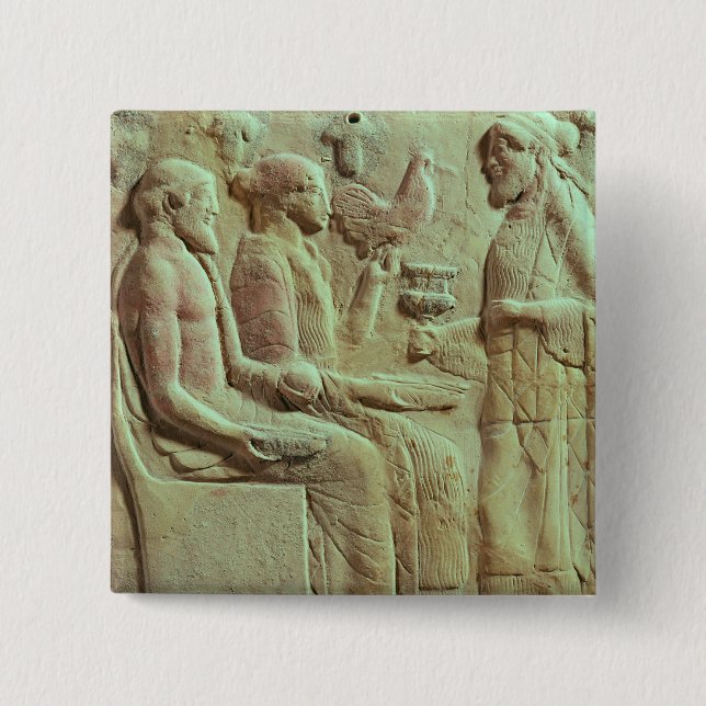 Platta som visar erbjuda, c.450 BC Knapp (Framsida)