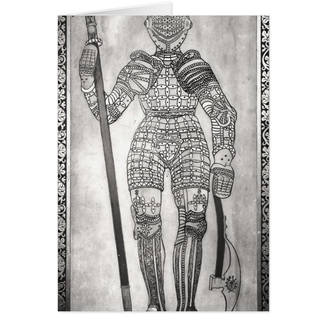 Platta som visar pansaret av Joan av bågen Hälsningskort (Framsidan)