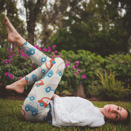 platta, söta bilar leggings