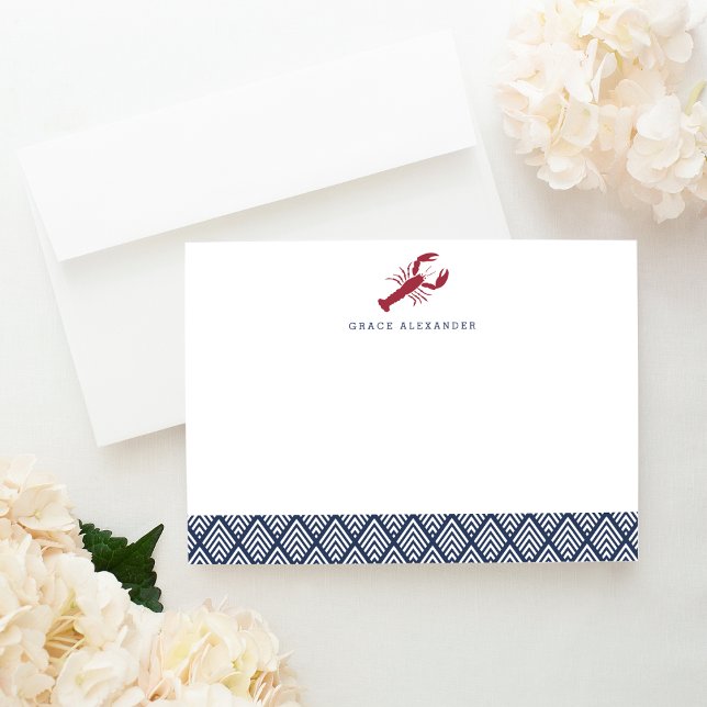 Platta styrkort för Lobster Personlig Stationery Anteckningskort (Skapare uppladdad)