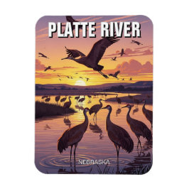 Platte River Sandhill Cranes Nebraska Travel Magnet