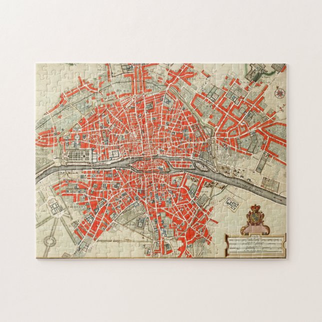 Plattegrond van Parijs Puzzle Pussel (Horisontell)