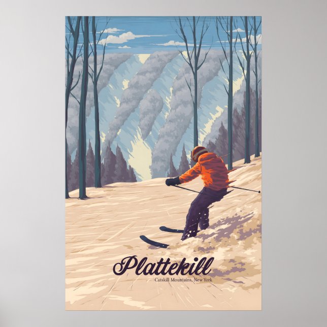 Plattekill Catskill Mountains NY USA Skidort Poster (Framsidan)
