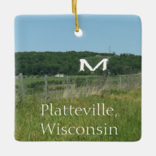 Platteville, Wisconsin Midwest Farm-jul Julgransprydnad Keramik