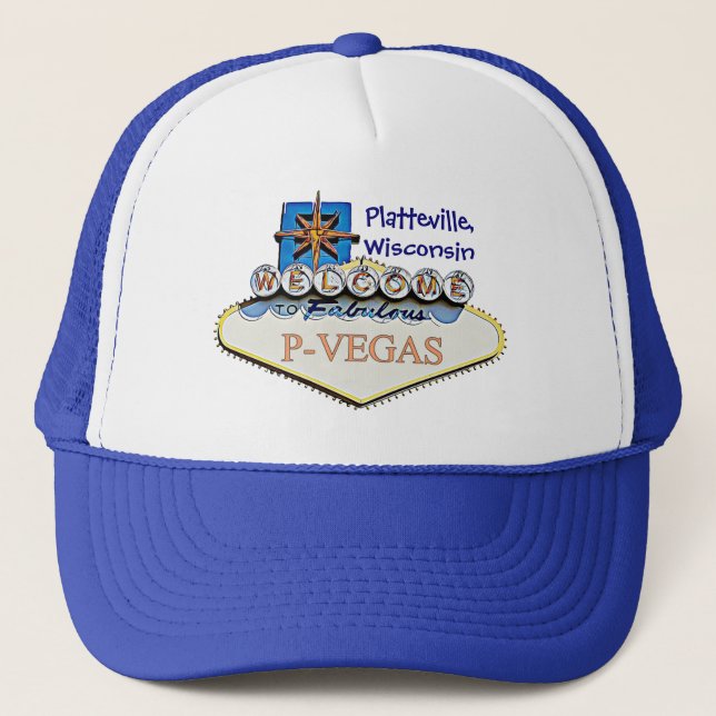 Platteville, Wisconsin P-Vegas Vatten Baseball Cap Keps (Framsida)