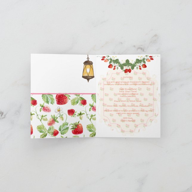 Plattkort för jordgubbsbär, anpassningsbar anteckningskort (Inuti)