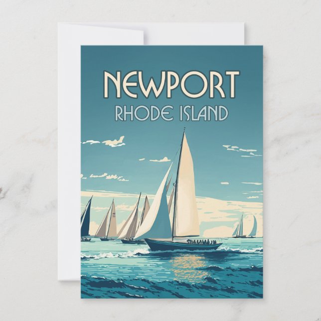 Plattkort för Newport Rhode island Yacht Tävling V (Framsida)