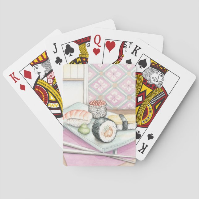 Plattor av assorterad sushi med påsar kortlek (Baksidan)