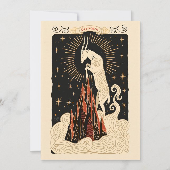 Plattor - Capricorn Celestial Zodiac Art Julkort (Framsida)