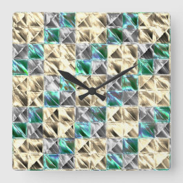 plattor eller nedfläckader för mint, beige och sil fyrkantig klocka