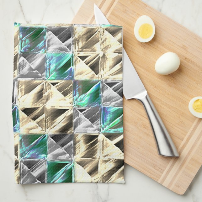 plattor eller nedfläckader för mint, beige och sil kökshandduk (Vikt i Fjärdedel)
