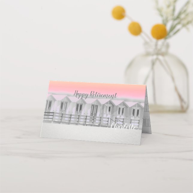 Plattor för persikohut pension party placeringskort (Framsida)