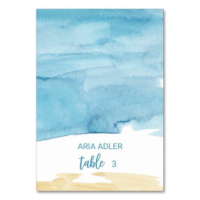 Plattor för vattenfärgsblad och eskort till havs bordsnummer (Framsidan)