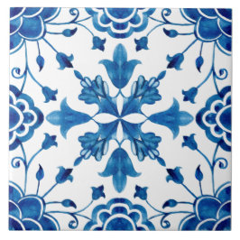 Plattor i blåa blommor vid sommarMedelhavet Kakelplatta