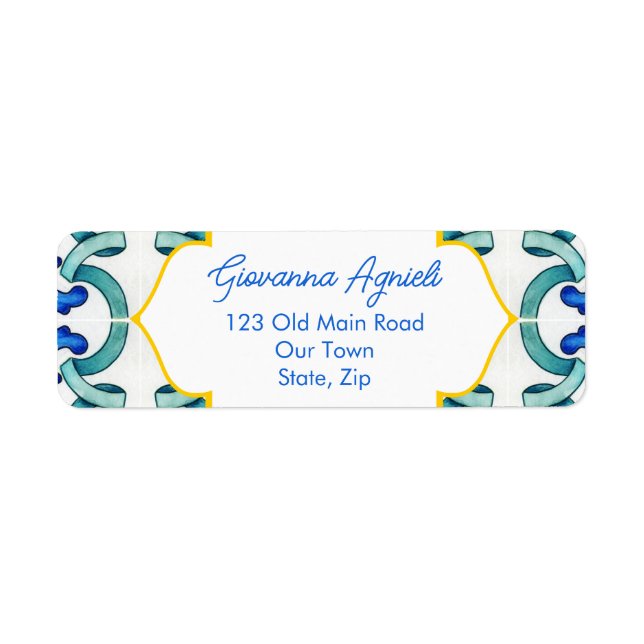 Plattor i Medelhavet Returadress Etikett (Framsidan)