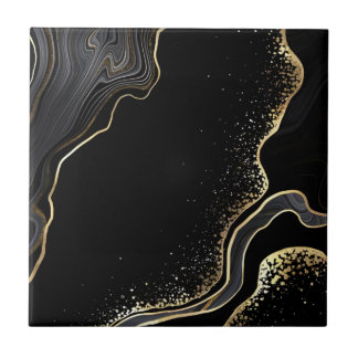 Plattor i Svarta och guld golv Kakelplatta