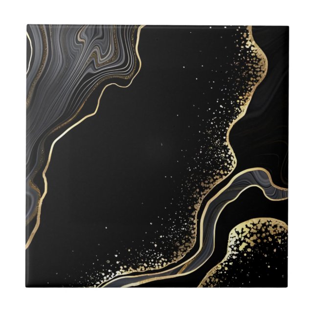 Plattor i Svarta och guld golv Kakelplatta (Framsidan)