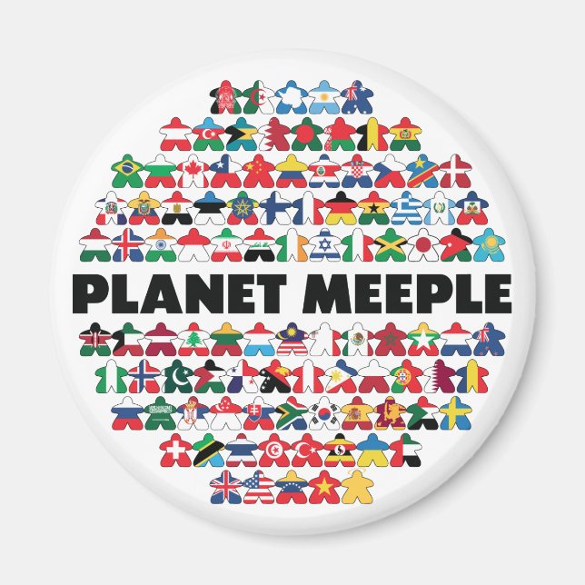 Plattor Meeple, Black Text Round Magnet (Framsidan)
