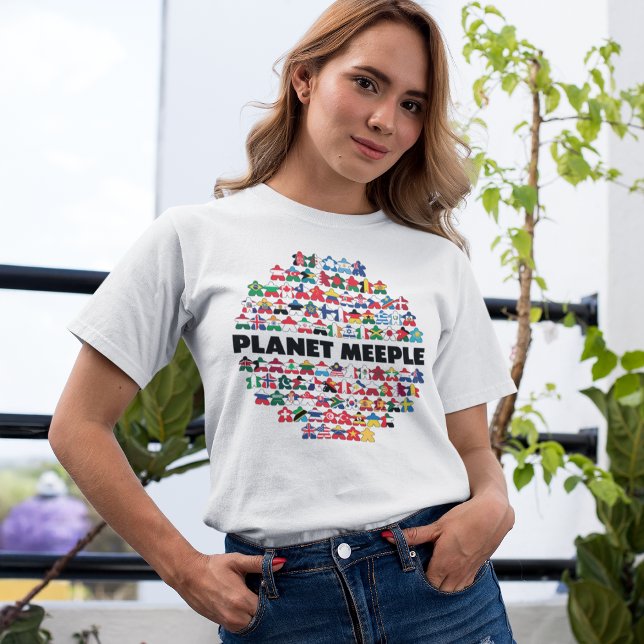 Plattor Meeple, svart text, omens Shirt T Shirt (Skapare uppladdad)