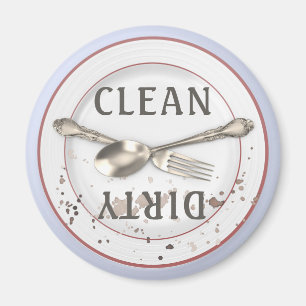 Plattor och Silverware Clean Dirty Dishwasher Magnet