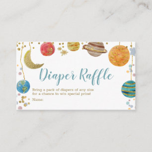 Plattor Rymden Baby Shower Guld Diaper Raffle Tilläggskort