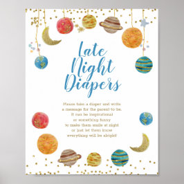 Plattor Rymden Baby Shower Late Night Diables Poster