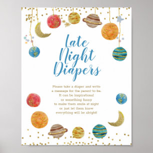 Plattor Rymden Baby Shower Late Night Diables Poster