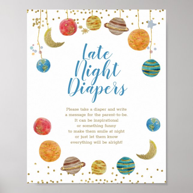 Plattor Rymden Baby Shower Late Night Diables Poster (Framsidan)