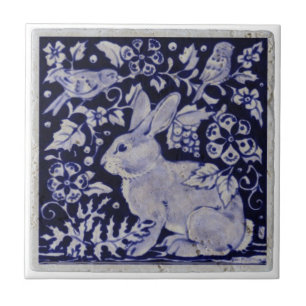 Plattor - Vintage Blue and White Wildlife Fox Kakelplatta