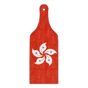 Plattpaddel av glas med flagga från Hongkong