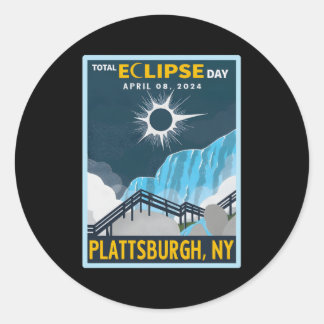 Plattsburgh New York Total Solar Eclipse 2024 Runt Klistermärke