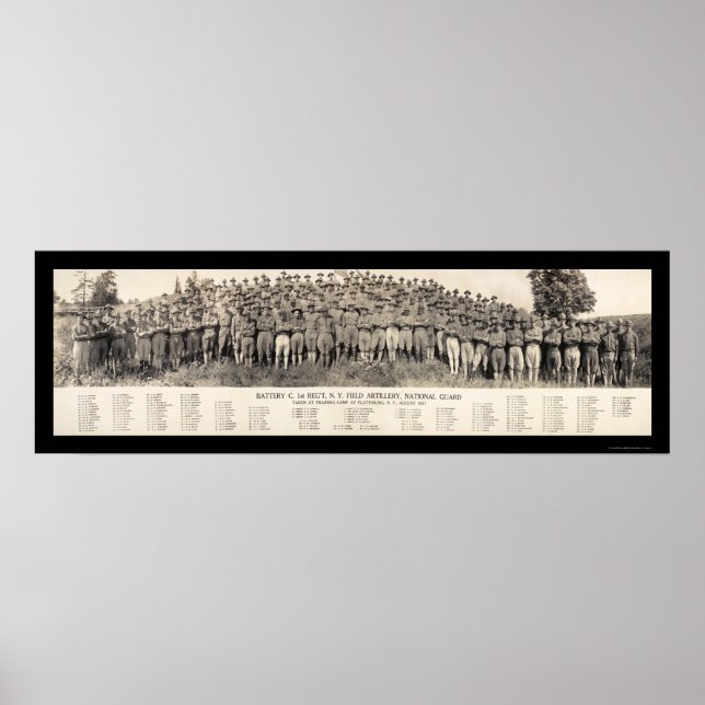Plattsburgh NY Artillery Photo 1916 Poster (Framsidan)