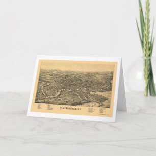 Plattsburgh panorama- karta för NY - 1899 Kort
