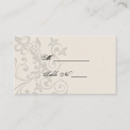 Plattskort för kol och elfenbensfiligree Bröllop Placeringskort