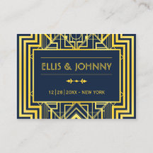 Plattskort för marin och Guld i Bröllop