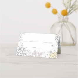 Plattskort för Winter Wonderland Silver Guld Placeringskort