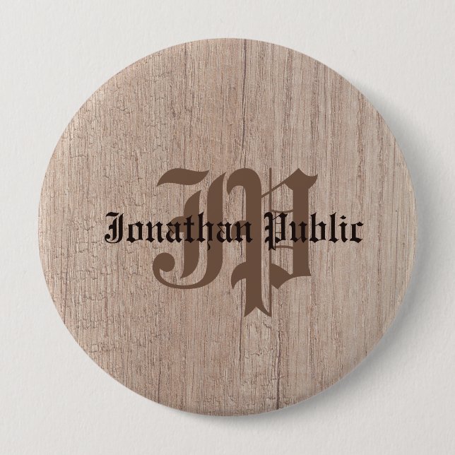 Plattskuvöd Se gammalt skript monogrammat Knapp (Framsida)