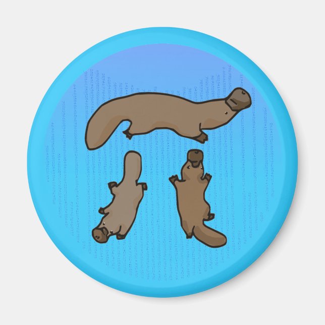 "Platypi" Tre Platypuses Grekiska Pi Magnet (Framsidan)